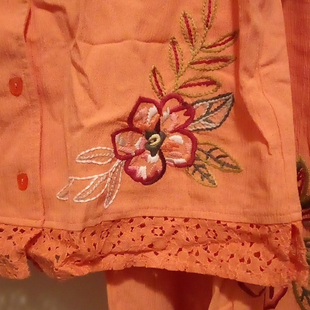 Koret Petite Orange Short Sleeve Lace 2pc Set (Top & Skirt) - Size 12P - Picture 2 of 14